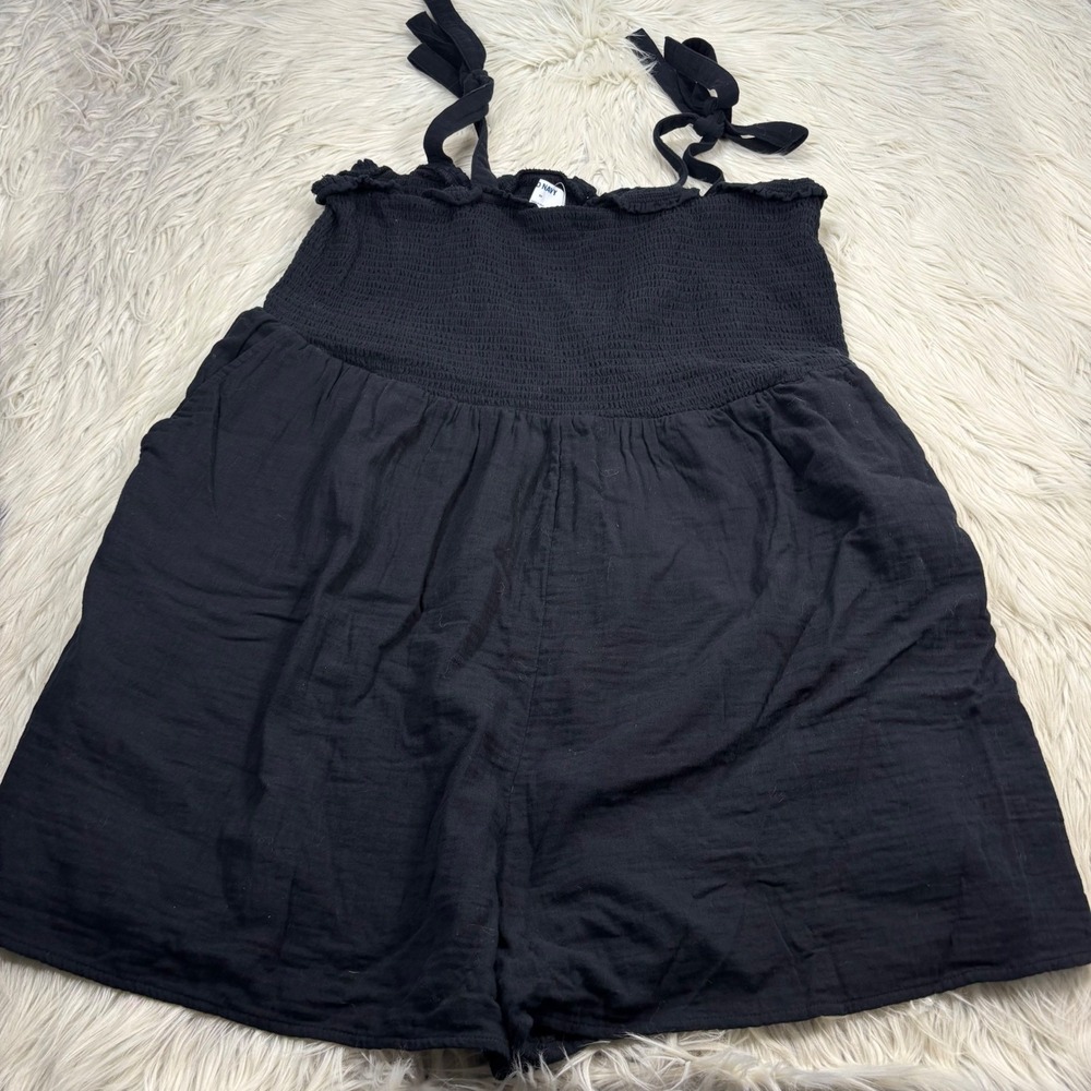 Old Navy Women's 3X Black Gauze CottonTie Strap Romper Resort Summer Beach